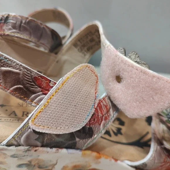 L'Artiste Women Blissful BGEM Leather Strappy Wedge Sandal US 6 6.5 EU 37 Floral - Picture 6 of 11